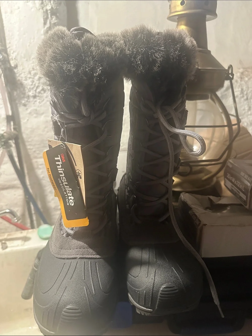Kamik Gray Women's Insulated Winter Boots with Faux Fur Collar